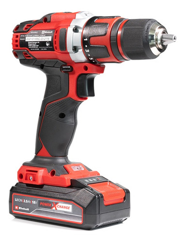 Imagen 2 de 6 de Taladro inalámbrico de 13mm Einhell TE-CD 18/40 Li +69 18V con maletín de transporte + kit 69 accesorios