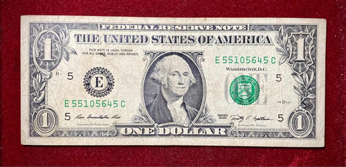 Billete 1 Dólar Estados Unidos 2009 E Richmond Pick 530 E