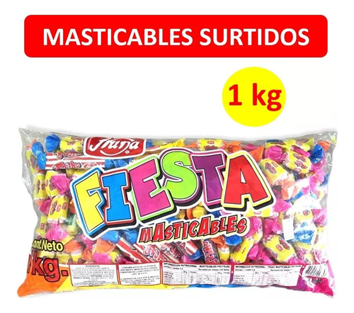 Caramelos Masticables Fiesta Fruna Surtidos, Piñata 1 Kilo