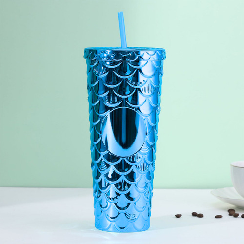Termo Multifuncional Vaso Texturizado Diseño De Sirena 750ml Azul