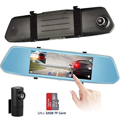 Mirror Dash Cam, 1080p 7 &quot;dashboard Camera Recorder Con