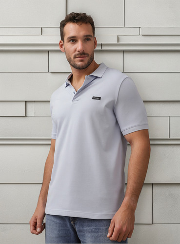 Polo Stretch Slim Azul Calvin Klein