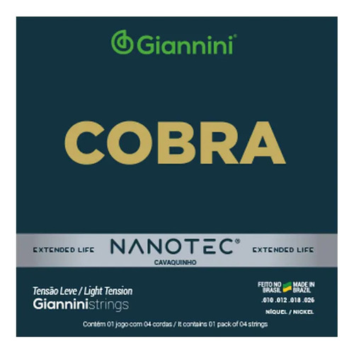 Encordoamento Giannini Gescl Cobra Nanotec P/ Cavaquinho