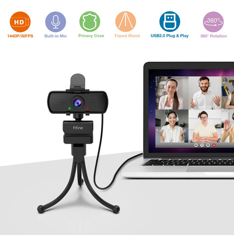 Webcam Fifine K420 Usb Hd 1440p 30fps 2k C Microfone E Tripé