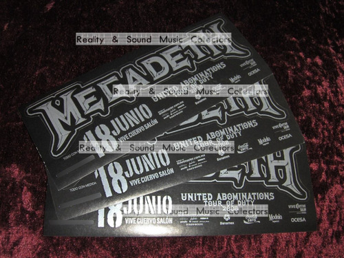 Megadeth 3 Stickers Vive Cuervo Salon De Coleccion (Usado)