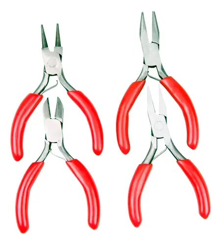 Set De 4 Mini Pinzas Alicate Con Lupa Para Electrónica