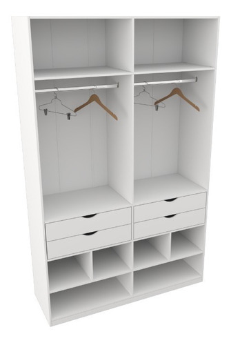 Armário Arara Gaveta Sabrina M11 100% Mdf (closet Gaveta) Cor Branco