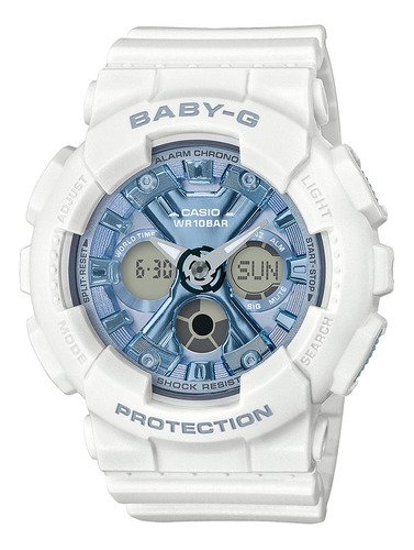 Reloj Casio Baby-g Ba-130-7a2dr Resina Mujer 100% Original Color de la correa Blanco Color del fondo Azul