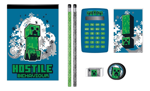 Minecraft Kit Set Escolar Calculadora 7 Utiles