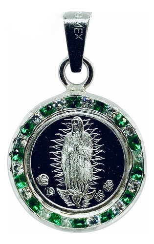 Medalla V. Guadalupe Lisa .999 Con Piedra Color Mod2 (dplata