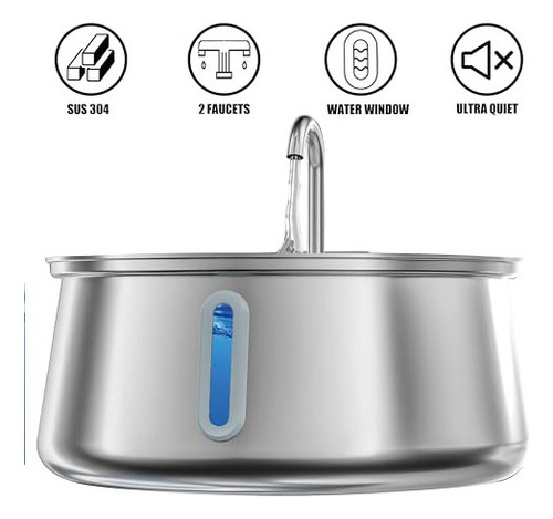 Homtyler Fuente De Agua Para Gatos De Acero Inoxidable, Fuen