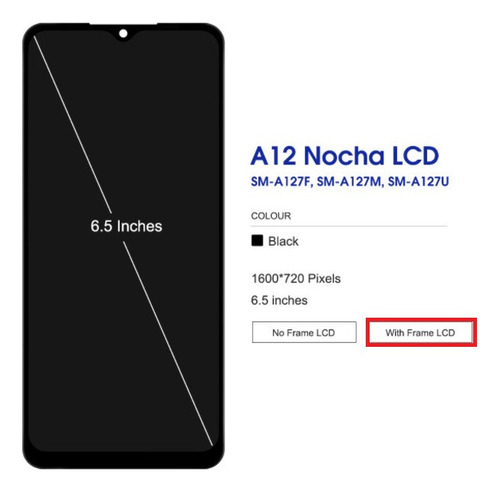 Zc Compatible Pantalla Lcd Con Marco Para Samsung A127 A12