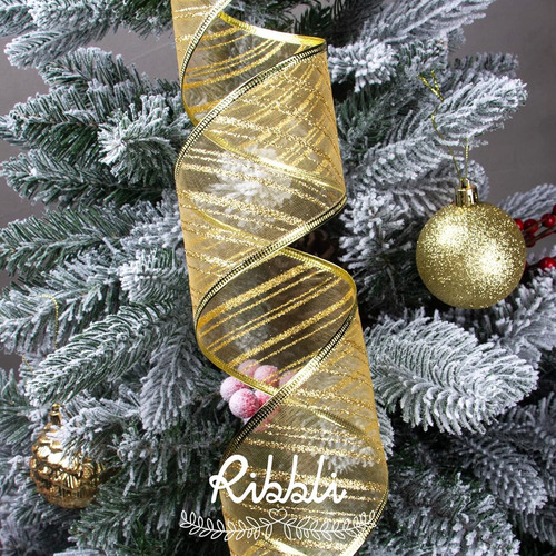 6 Rollos Liston Alambre Dorada Copos Decoracion Navideña Dorado Copos De Nieve