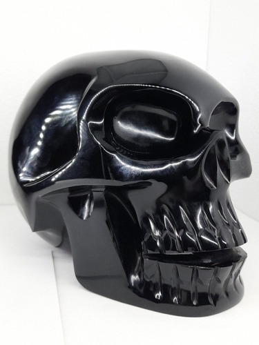 Cráneo De Obsidiana 17 Cm Pulida Artesania Tallada Grande 