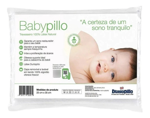 Travesseiro Infantil Bebê Latex Babypillo 25x35cm