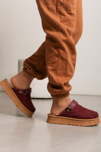 Mules Zuecos Mujer Pantuflas Peluche Interno Abrojo Moscu