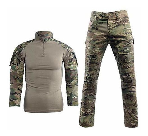 LANBAOSI Camisa de combate militar para hombre en uniforme táctico con secado rápido y manga larga y pantalón