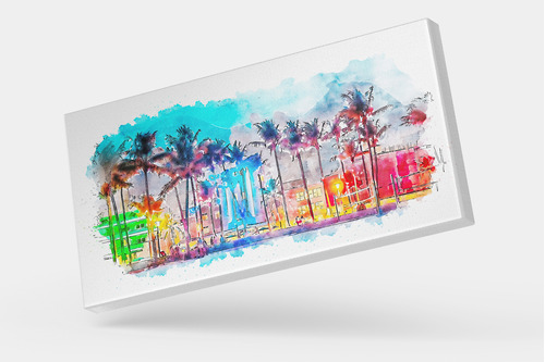 Cuadro Impresión Digital Lienzo: Miami Alegre Y Tropical
