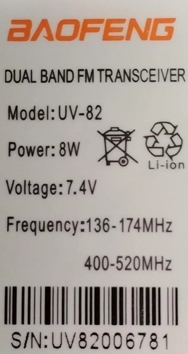 Handy Baofeng Uv-82 8 Watts Bibanda Bat 2800mah Doble Ptt