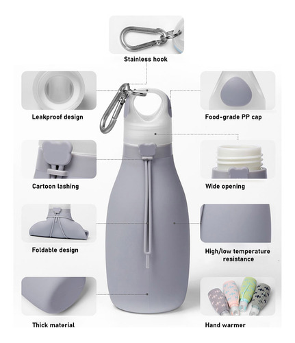 Botella De Silicona Plegable A Prueba De Fugas De Gran Capac