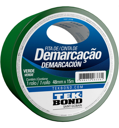 Fita Para Demarcação De Solo Pvc Verde 48mmx15m