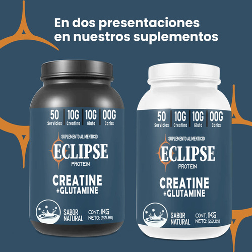 Suplemento Creatina + Glutamina Eclipse 1 Kg 50 Servicios Natural