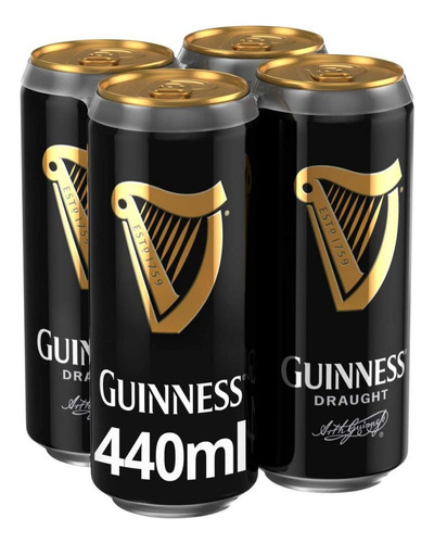 Pack X 4 Latas 440 Cc Cerveza Guinness Nitrogenada