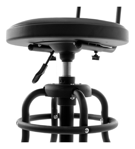 Banco Para Taller Con Respaldo Acojinado, Asiento Giratorio De 360° , Altura Ajustable Hasta 122 Cm , Color Negro , Ergonómico , Modelo Kn 7425 Knova