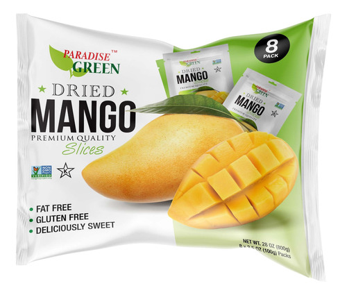 Paradise Green Mango Deshidratado 8pack 100 Gramos C/u