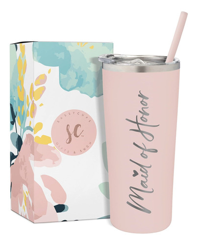 Sassycups Taza Maid Of Honor Vaso Grabado Acero Inoxidable