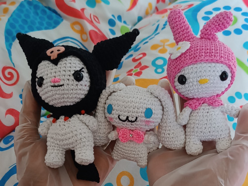 My Melody Kuromi Y Cinnamoroll Muñecos Amigurumi 