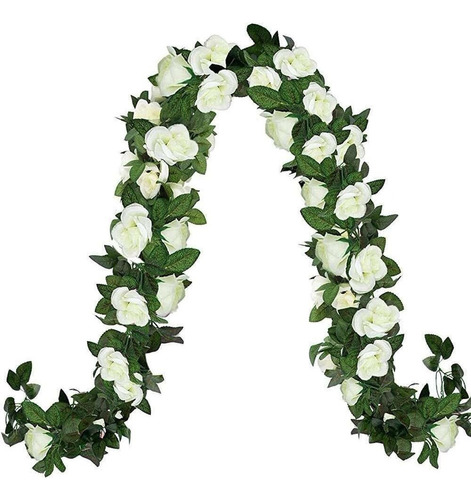 Mc . Qian Paquete De 2 Rosas Flores Artificiales Enredaderas