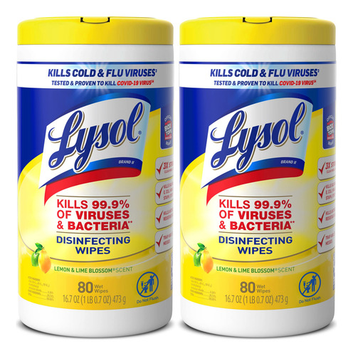 Toallitas Desinfectantes Lysol, Multisuperficie, Limón Y Lim