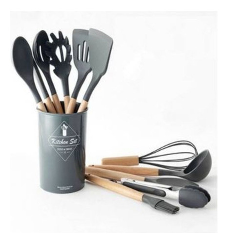 Set 12 Utensilios De Cocina Silicona Resistente Calor 