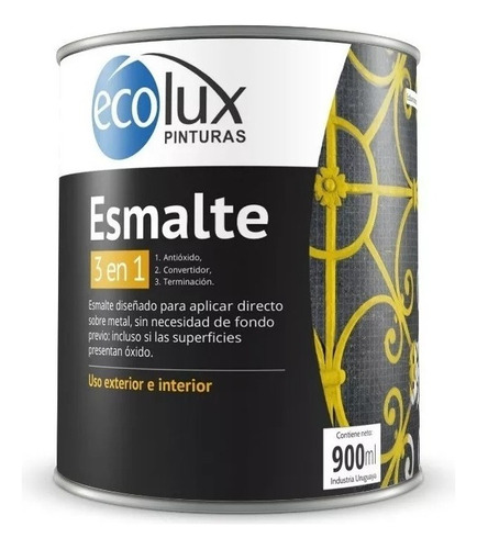 Esmalte Convertidor De Óxido 3 En 1 900 Ml Ecolux - Negro