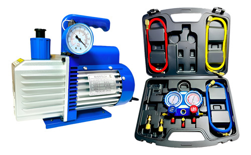 Kit De Manifold R410 R22 R134 Y Bomba De Vacio 70 Litros