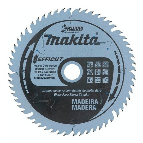 Lamina Serra Circular Efficut 165x20mm 56d B-57370 Makita