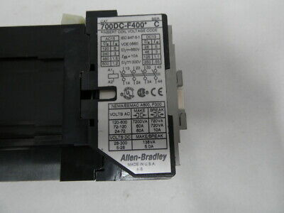 Allen Bradley 700dc-f400z1 Control Relay 115v-dc Nnr
