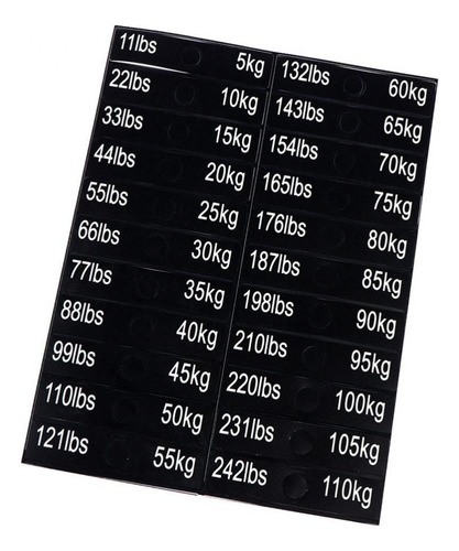 Adesivo De Peso Com Número De 11 Lbs A 242 Lbs Autoadesivo