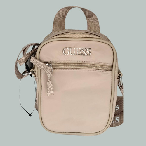 Guess Factory Croosbody Double Zip Around Beige Liso Negro Beige