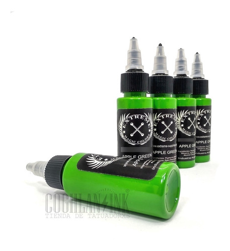 Imagen 2 de 3 de Tinta Tattoo Extreme Apple Green X 1oz Tatuajes Tatuar