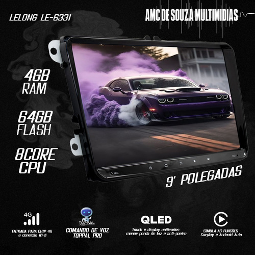 Multimidia Vw Fox 14/21 9p Octacore 4gb 64gb Carplay 4g