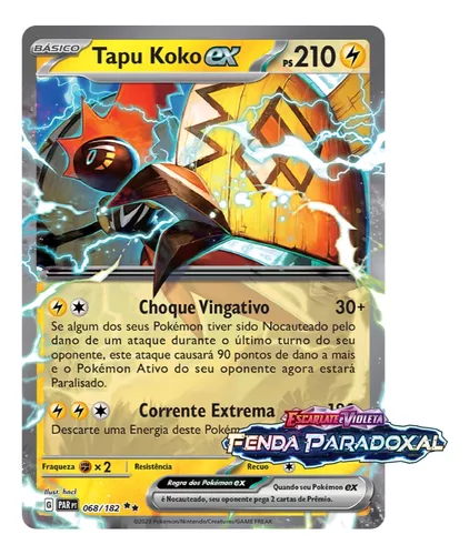 Carta Pokémon Tapu Koko EX PAR 068/182 Ultra Rara - Coleção Escarlate e  Violeta - Fenda Paradoxal - Original COPAG