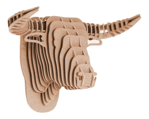Imagen 1 de 3 de Toro 6mm Mdf Cabeza Decora Animal Trofeo Regalo