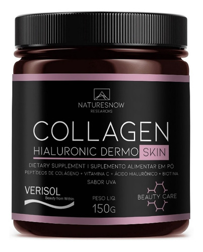 Colágeno Verisol Ácido Hialurônico Vit C 150g - Natures Now Sabor Uva