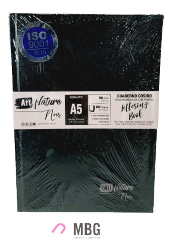 Imagen 3 de 5 de Cuaderno Plantec Noir A5 90grs. Punteadas Lettering Cosido