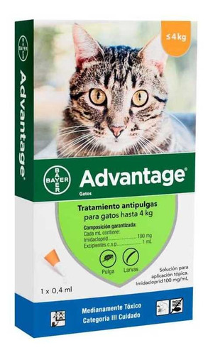 Advantage Pipeta Antipulgas Gatos Hasta 4kg | Elanco Bayer