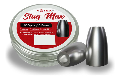 Chumbinho Caça Votex Slug Max 5.5mm 180un