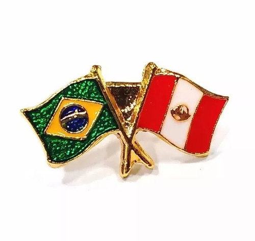 Kit 5 Bótom Pim Bandeira Brasil X Peru Folheado A Ouro