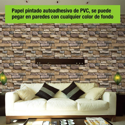 Imagen 7 de 9 de Papel Pintado De Piedra Losa Autoadherente Pared De Ladrillo